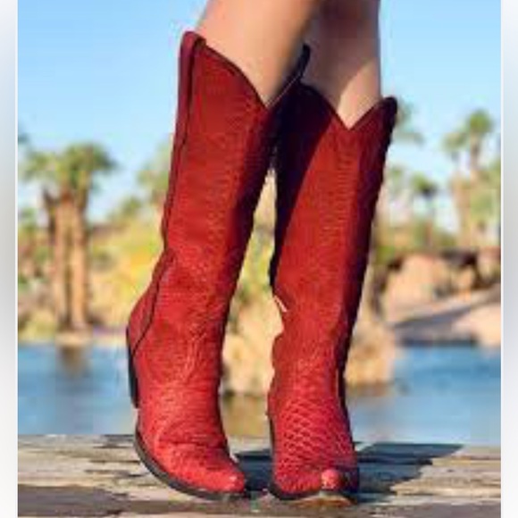 Corral Red Python Tall Top Full Exotic A4194 - Picture 4 of 13